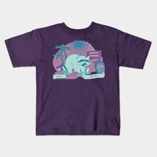 Raccoon Surfer Kids T-Shirt by The Esoteric Emporium 